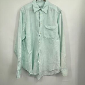 Martin Gordon Green Casual Collared Long Sleeve Linen Button-Up Shirt XL